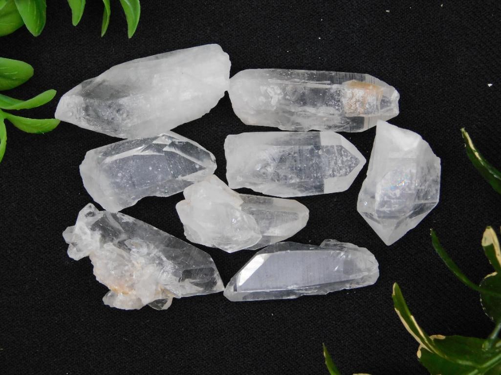 7 Clear Quartz Crystal Points Rock Stone Lapidary Specimen: 7 Clear Quartz Crystal Points Rock Stone Lapidary Specimen