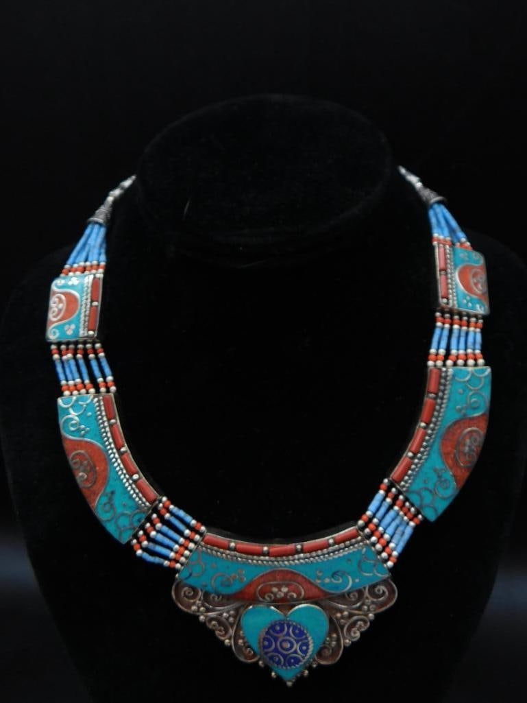TURQUOISE, LAPIS LAZULI, AND RED CORAL NECKLACE ROCK STONE LAPIDARY SPECIMEN (1 of 3)