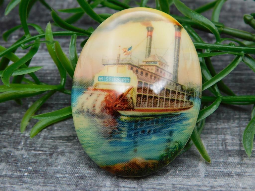 STEAM BOAT CABOCHON ROCK STONE LAPIDARY SPECIMEN: STEAM BOAT CABOCHON ROCK STONE LAPIDARY SPECIMEN