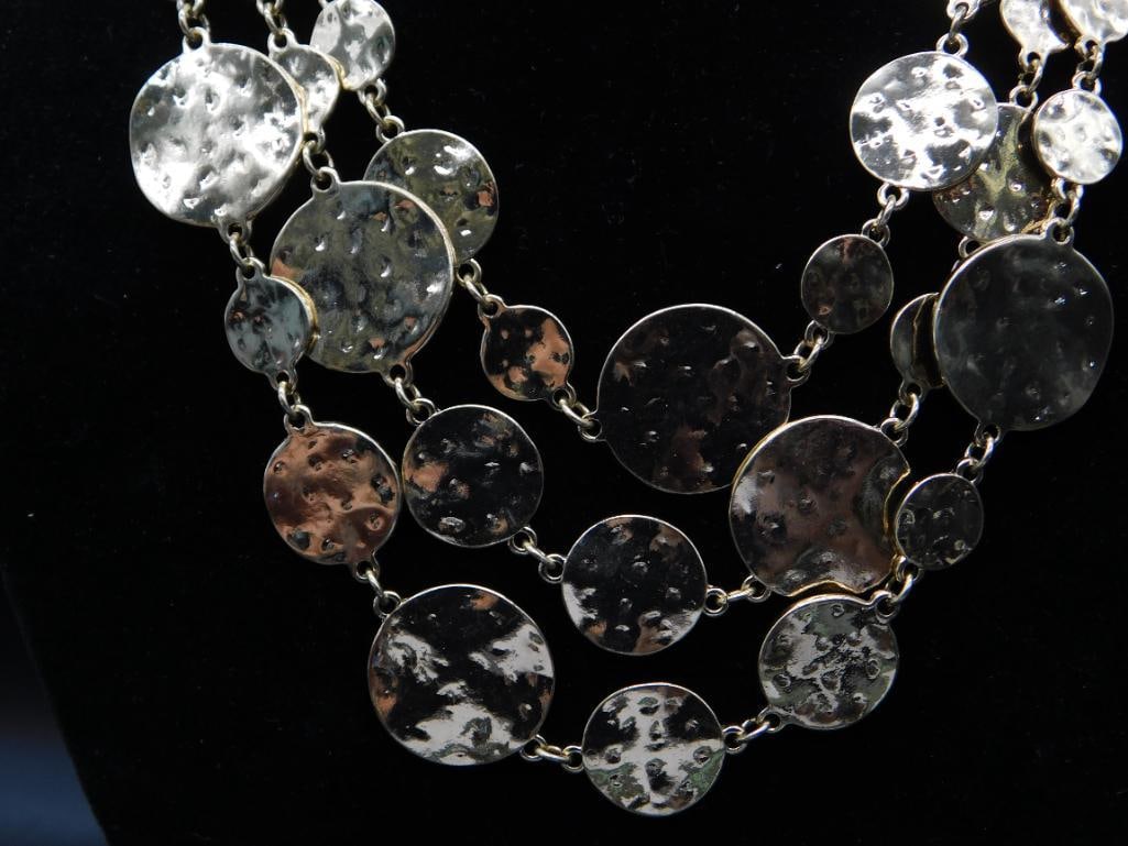 HAMMERED DISC MULTISTRAND NECKLACE - 2