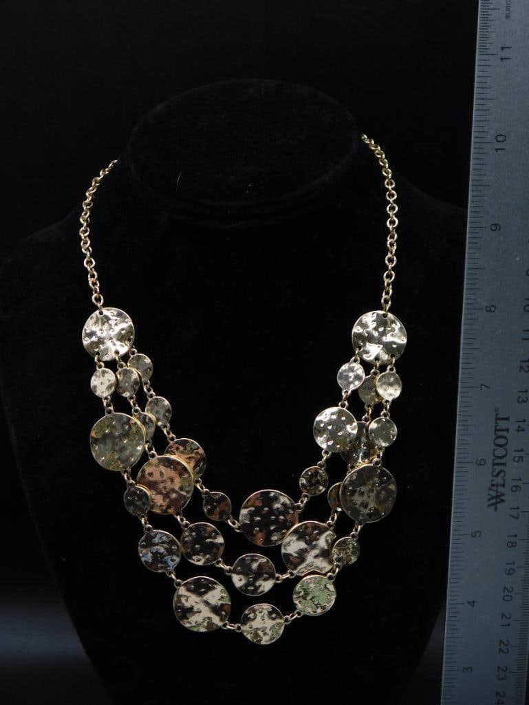 HAMMERED DISC MULTISTRAND NECKLACE - 3
