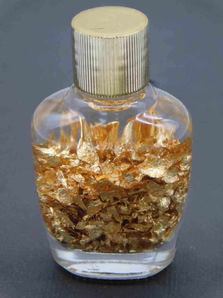 GOLD FLAKES IN BOTTLE ROCK STONE LAPIDARY SPECIMEN: GOLD FLAKES IN BOTTLE ROCK STONE LAPIDARY SPECIMEN