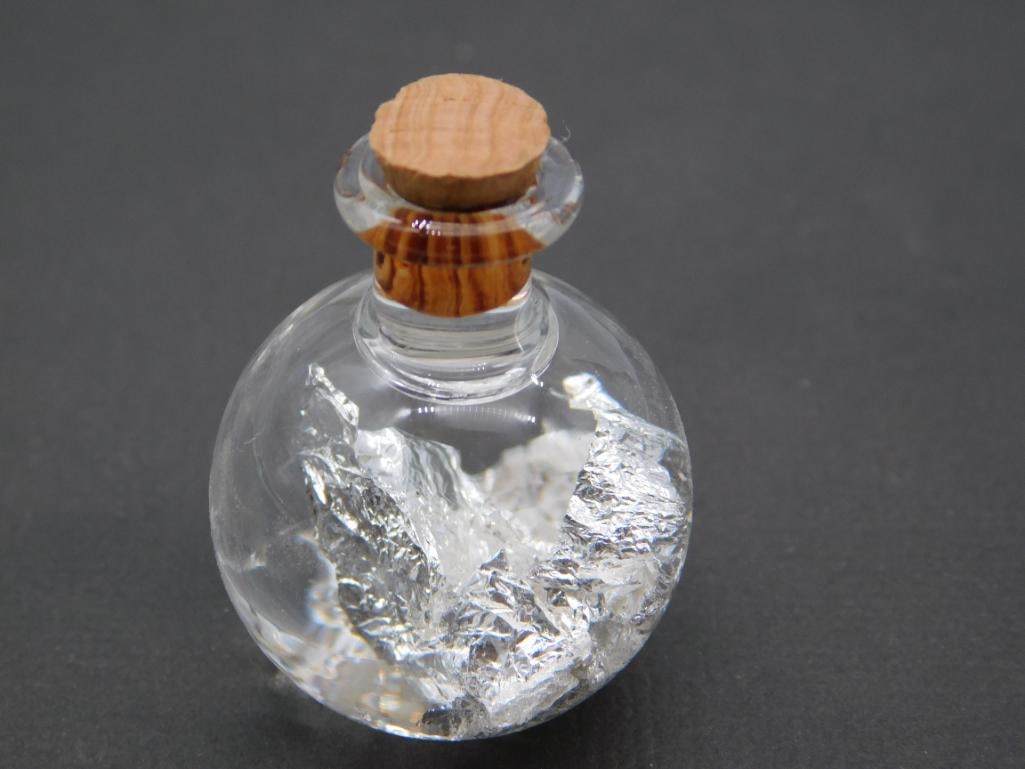 SILVER FLAKES IN BOTTLE ROCK STONE LAPIDARY SPECIMEN: SILVER FLAKES IN BOTTLE ROCK STONE LAPIDARY SPECIMEN