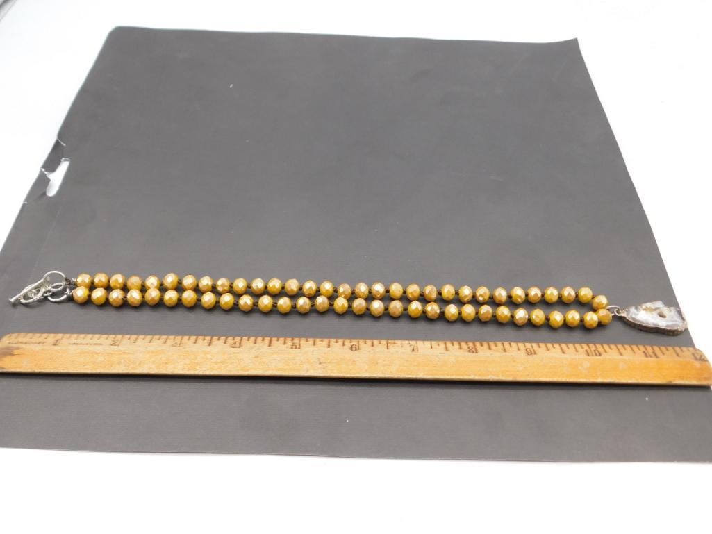 GEODE SLICE PENDANT ON SPARKLE BEAD NECKLACE - 3