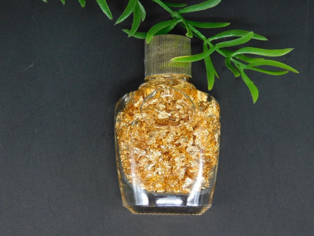 GOLD FLAKES IN BOTTLE ROCK STONE LAPIDARY SPECIMEN: GOLD FLAKES IN BOTTLE ROCK STONE LAPIDARY SPECIMEN