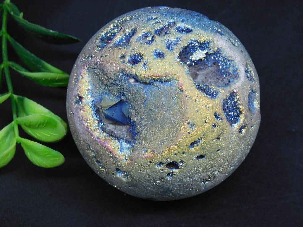 DRUZY TITANIUM SPHERE ROCK STONE LAPIDARY SPECIMEN: DRUZY TITANIUM SPHERE ROCK STONE LAPIDARY SPECIMEN