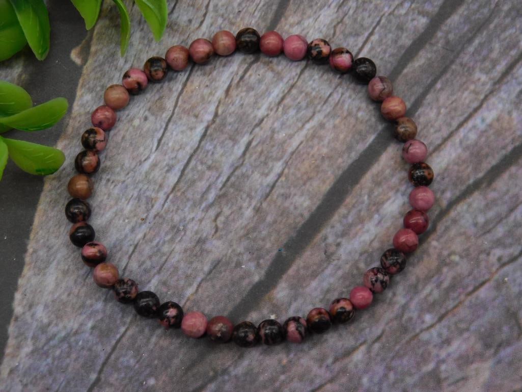 RHODONITE STRETCH BRACELET ROCK STONE LAPIDARY SPECIMEN: RHODONITE STRETCH BRACELET ROCK STONE LAPIDARY SPECIMEN
