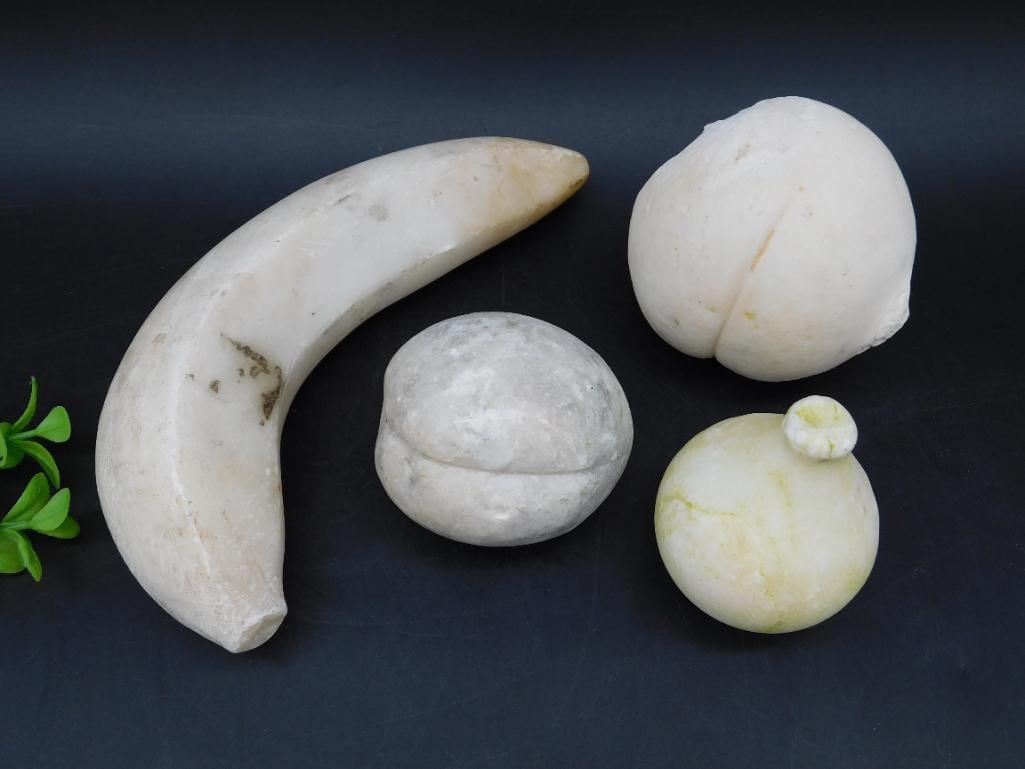 CARVED MARBLE ALABASTER FRUIT VINTAGE ANTIQUE: CARVED MARBLE ALABASTER FRUIT VINTAGE ANTIQUE