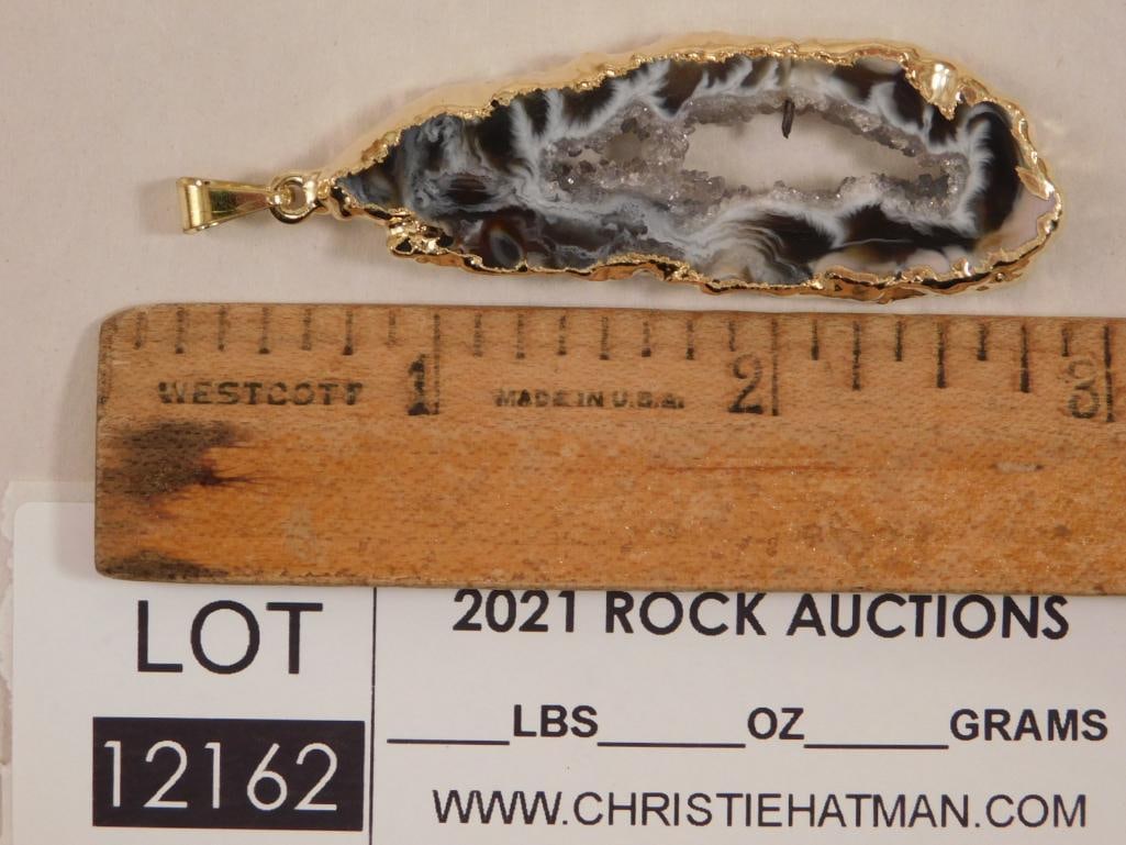 GEODE SLICE PENDENT ROCK STONE LAPIDARY SPECIMEN - 2