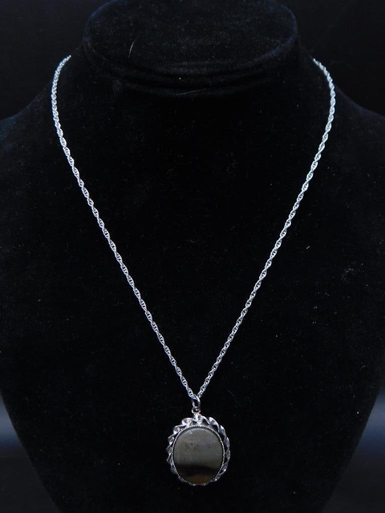 GENUINE STONE PENDANT ON CHAIN NECKLACE ROCK STONE LAPIDARY SPECIMEN: GENUINE STONE PENDANT ON CHAIN NECKLACE ROCK STONE LAPIDARY SPECIMEN