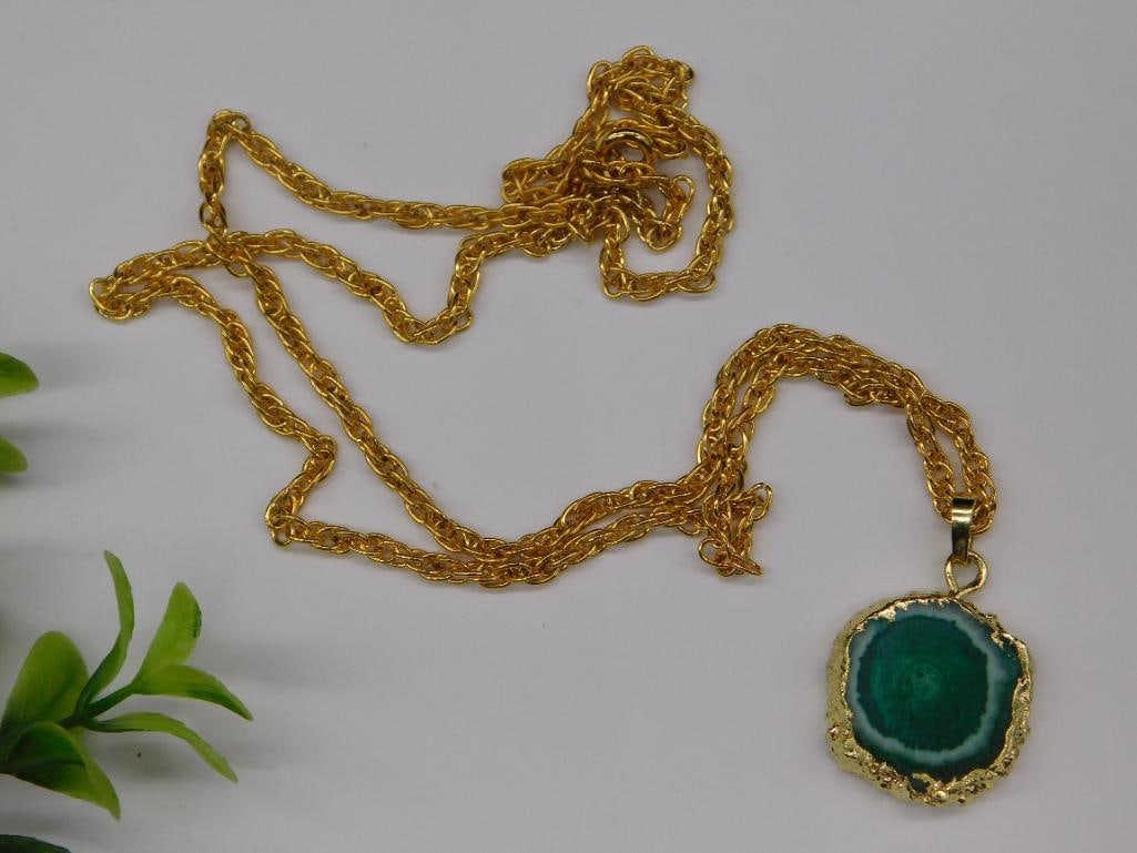 GENUINE STONE PENDANT ON CHAIN NECKLACE ROCK STONE LAPIDARY SPECIMEN (1 of 3)