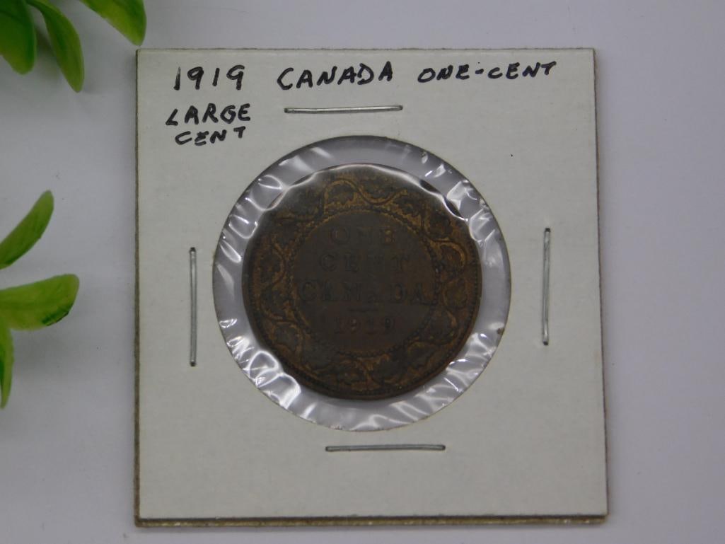 1919 CANADIAN ONE-CENT PIECE VINTAGE ANTIQUE (1 of 4)