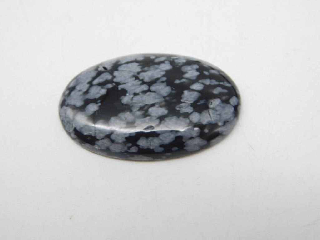 SNOWFLAKE OBSIDIAN CABOCHON ROCK STONE LAPIDARY SPECIMEN: SNOWFLAKE OBSIDIAN CABOCHON ROCK STONE LAPIDARY SPECIMEN