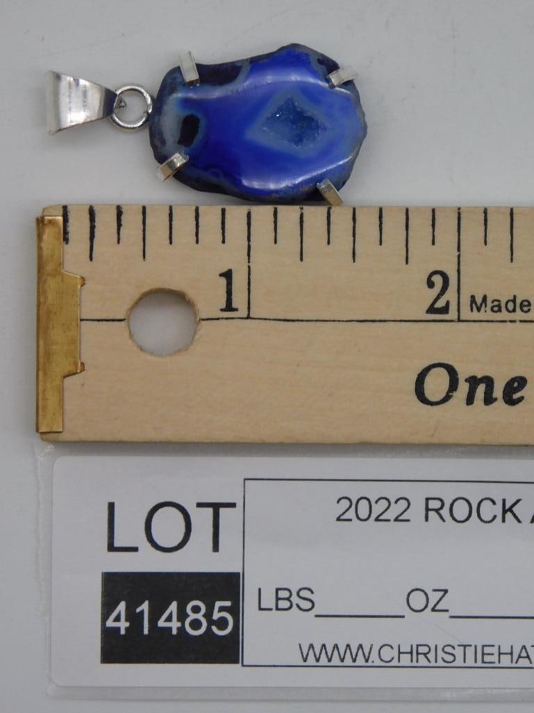 GEODE SLICE PENDANT ROCK STONE LAPIDARY SPECIMEN - 2