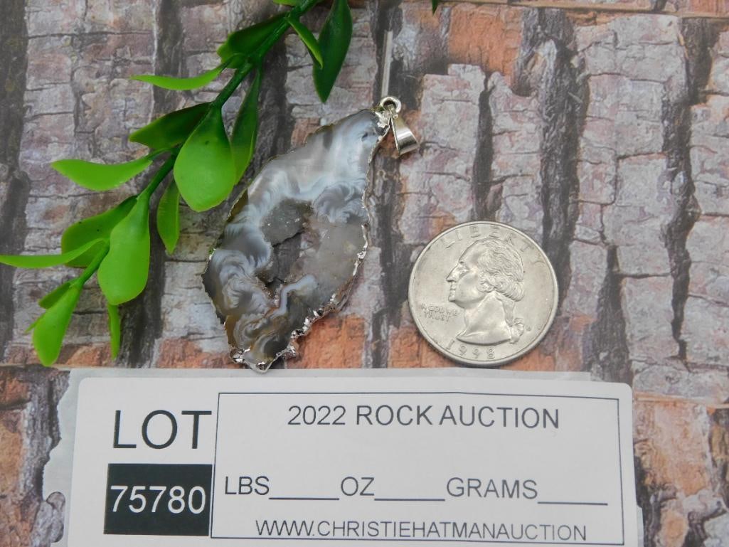 GEODE SLICE PENDANT ROCK STONE LAPIDARY SPECIMEN - 2