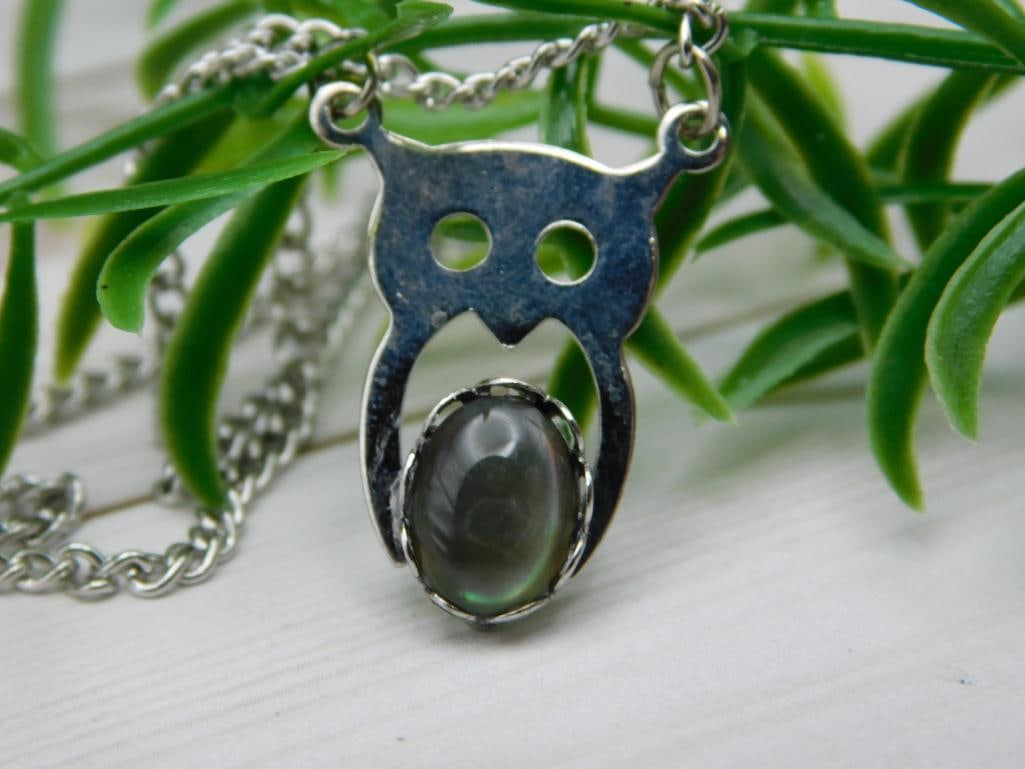 ABALONE OWL PENDANT NECKLACE ROCK STONE LAPIDARY SPECIMEN (1 of 2)