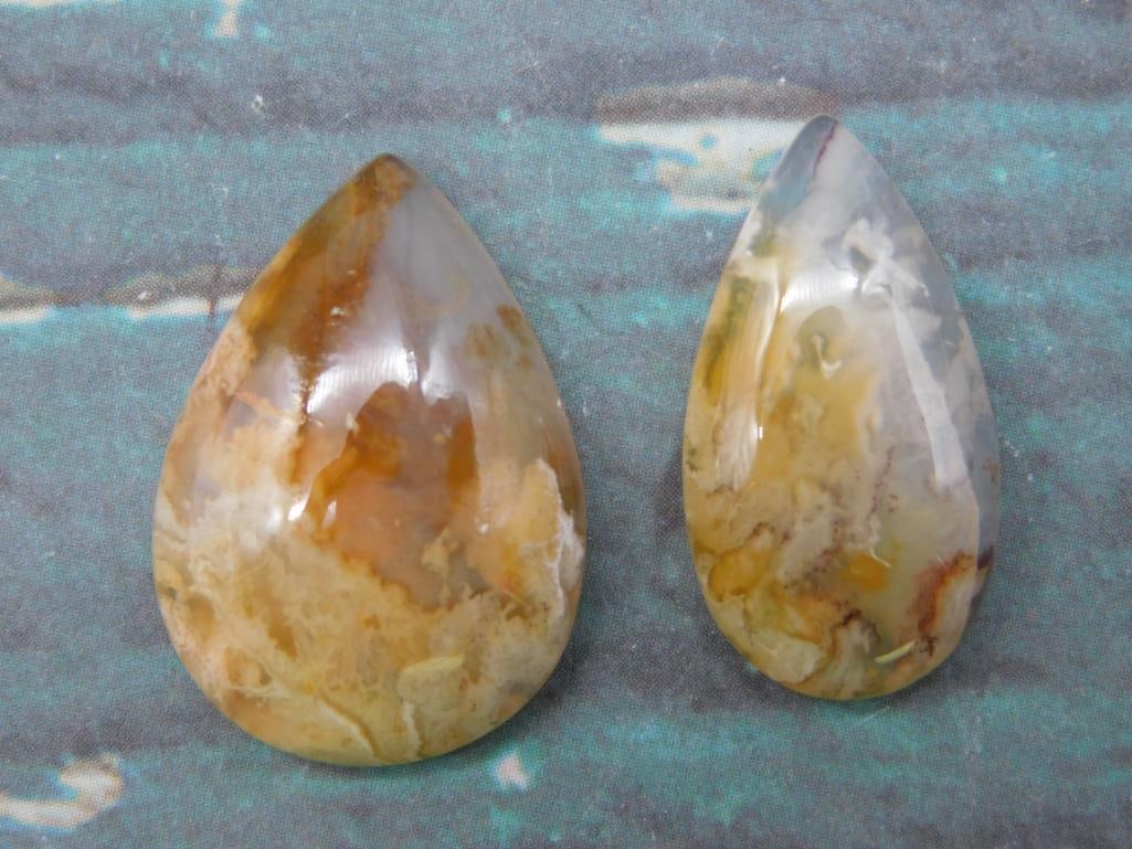 PLUME AGATE CABOCHONS ROCK STONE LAPIDARY SPECIMEN (1 of 2)
