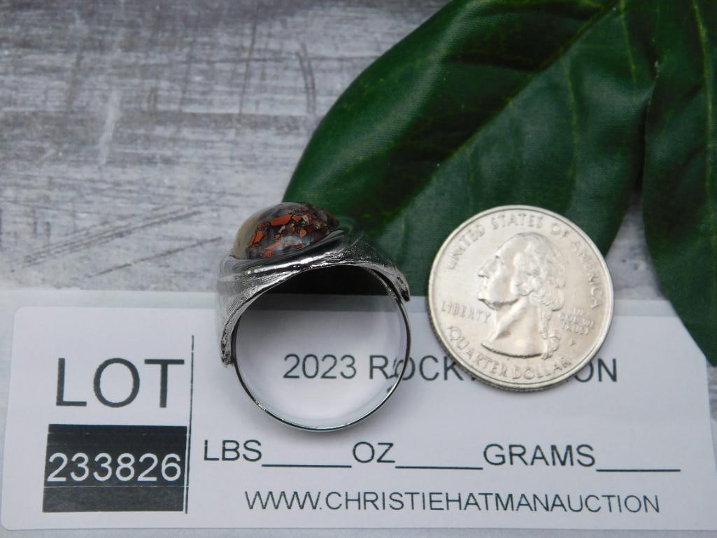 BRECCIATED JASPER RING ROCK STONE LAPIDARY SPECIMEN - 2