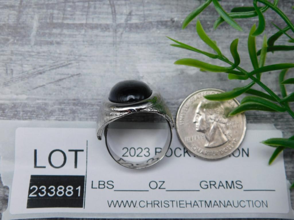 OBSIDIAN RING ROCK STONE LAPIDARY SPECIMEN - 2