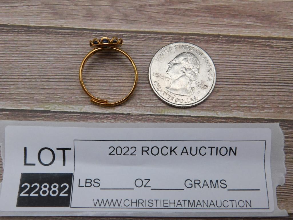 ABALONE STONE ADJUSTABLE RING ROCK STONE LAPIDARY SPECIMEN - 2