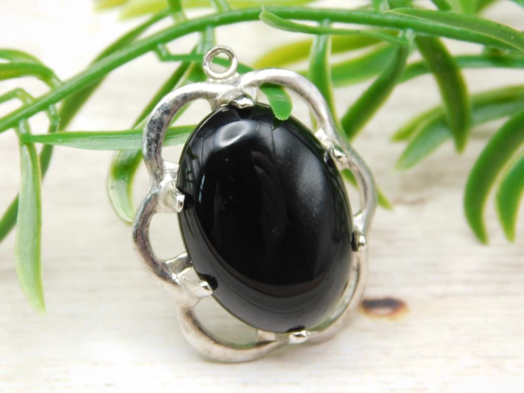 OBSIDIAN PENDANT ROCK STONE LAPIDARY SPECIMEN (1 of 2)
