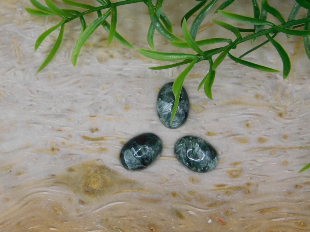 SERAPHINITE CABOCHONS ROCK STONE LAPIDARY SPECIMEN: SERAPHINITE CABOCHONS ROCK STONE LAPIDARY SPECIMEN