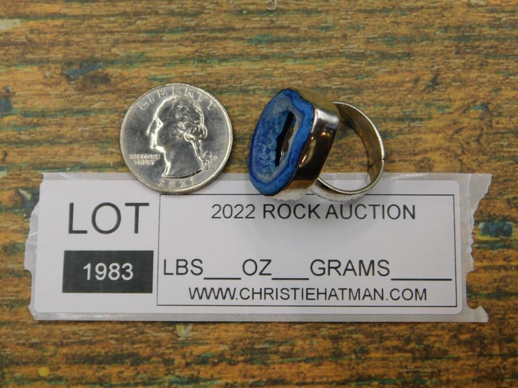 GEODE SLICE RING ROCK STONE LAPIDARY SPECIMEN - 4