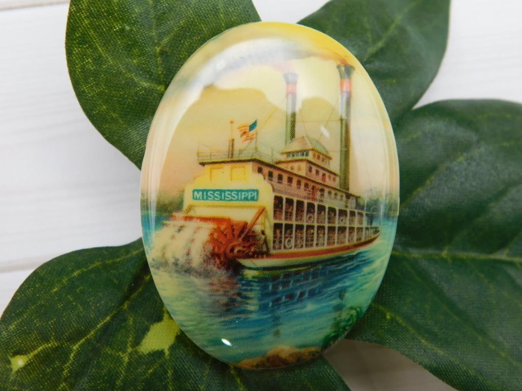 STEAM BOAT CABOCHON ROCK STONE LAPIDARY SPECIMEN: STEAM BOAT CABOCHON ROCK STONE LAPIDARY SPECIMEN