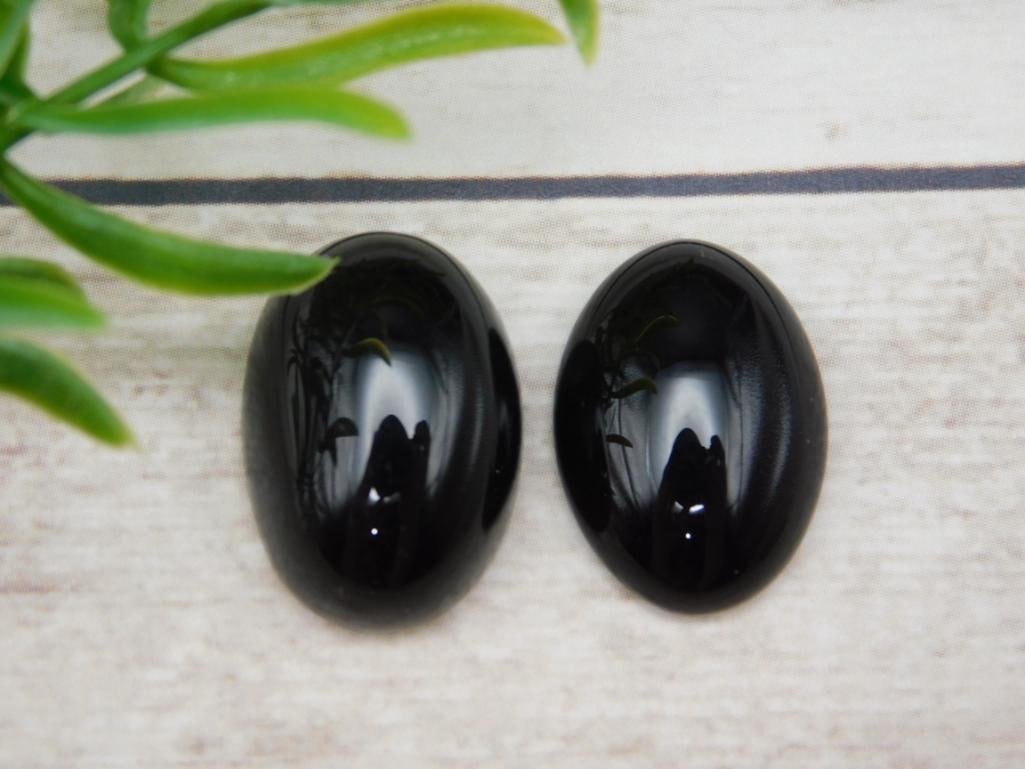 OBSIDIAN CABOCHON ROCK STONE LAPIDARY SPECIMEN (1 of 2)