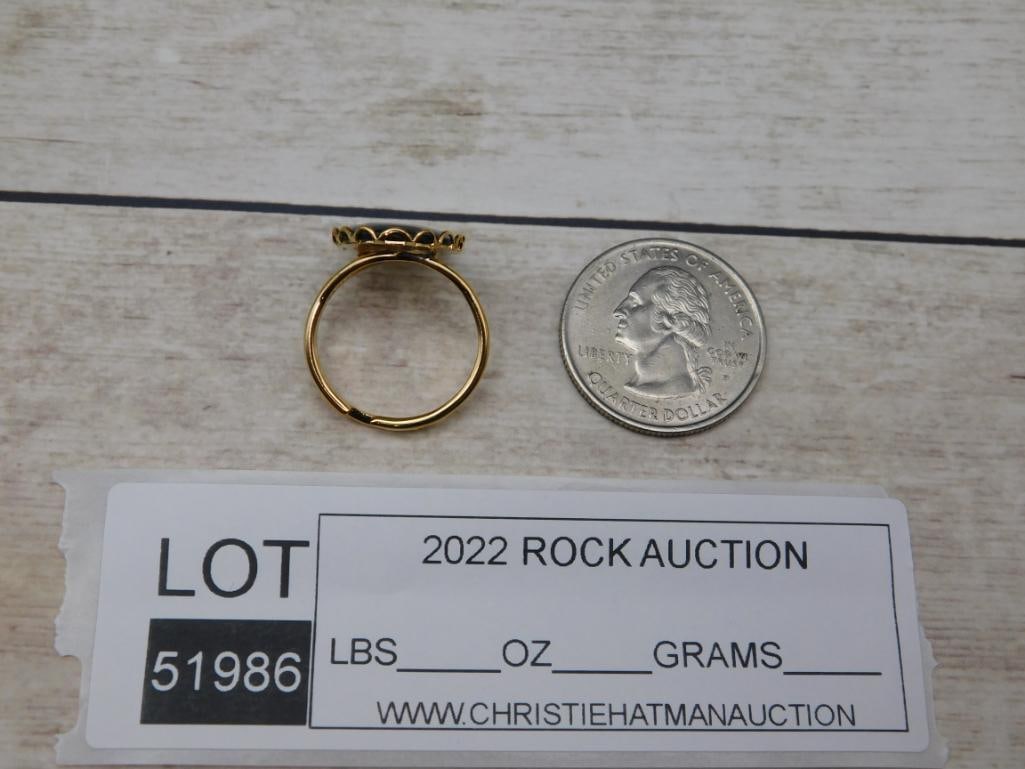 ABALONE STONE RING ROCK STONE LAPIDARY SPECIMEN - 2