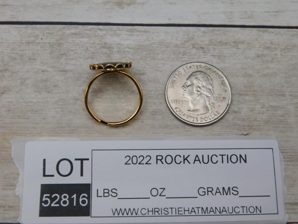 ABALONE STONE RING ROCK STONE LAPIDARY SPECIMEN - 2