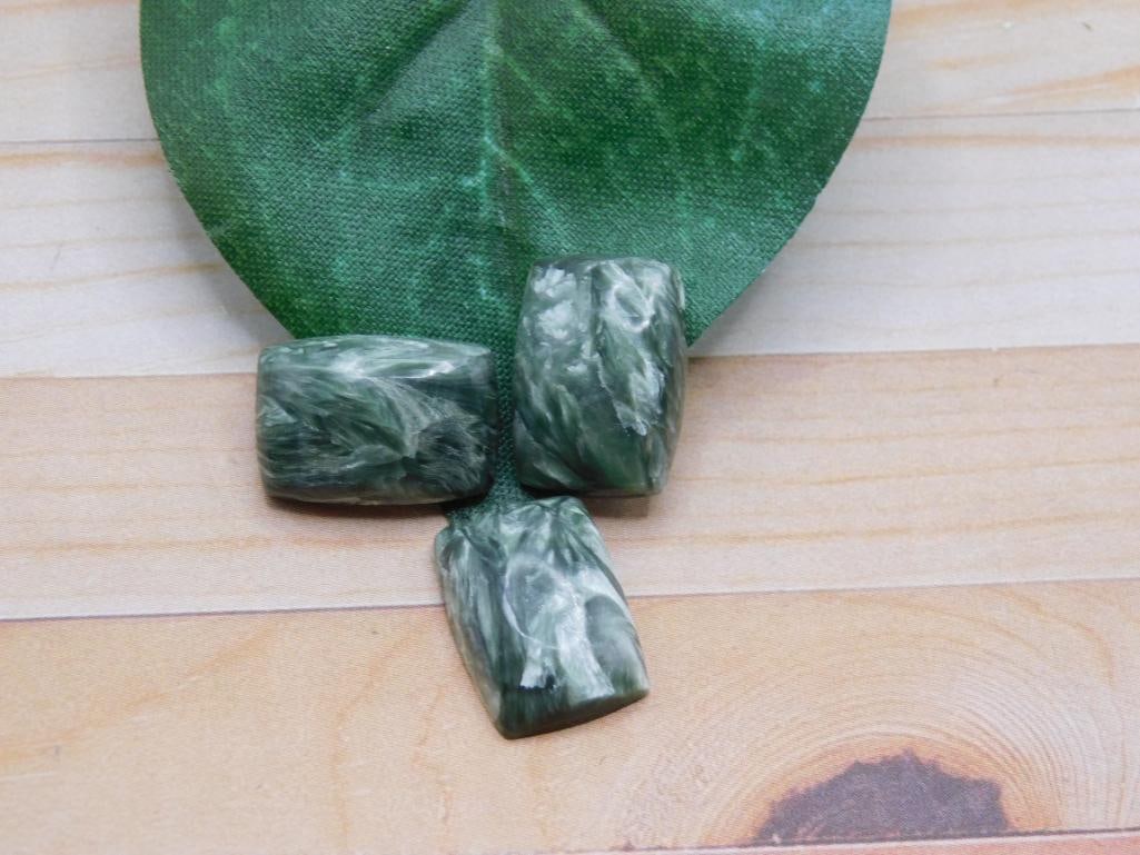 SERAPHINITE CABOCHONS ROCK STONE LAPIDARY SPECIMEN: SERAPHINITE CABOCHONS ROCK STONE LAPIDARY SPECIMEN