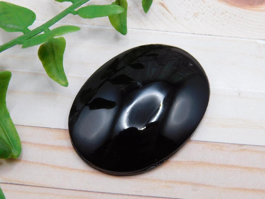 OBSIDIAN CABOCHON ROCK STONE LAPIDARY SPECIMEN (1 of 2)