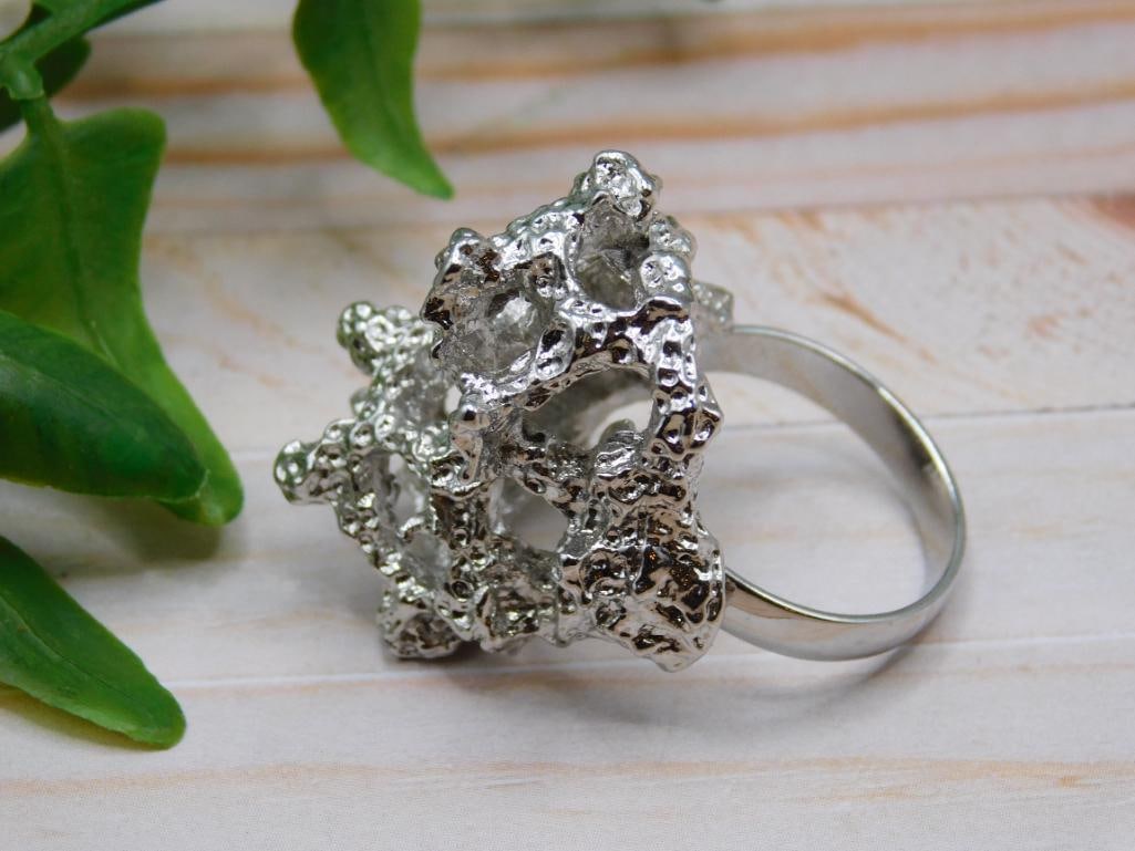 SILVER CLUSTER RING ROCK STONE LAPIDARY SPECIMEN - 2