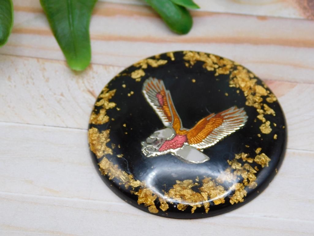 GOLD FLECKED EAGLE CABOCHON ROCK STONE LAPIDARY SPECIMEN: GOLD FLECKED EAGLE CABOCHON ROCK STONE LAPIDARY SPECIMEN
