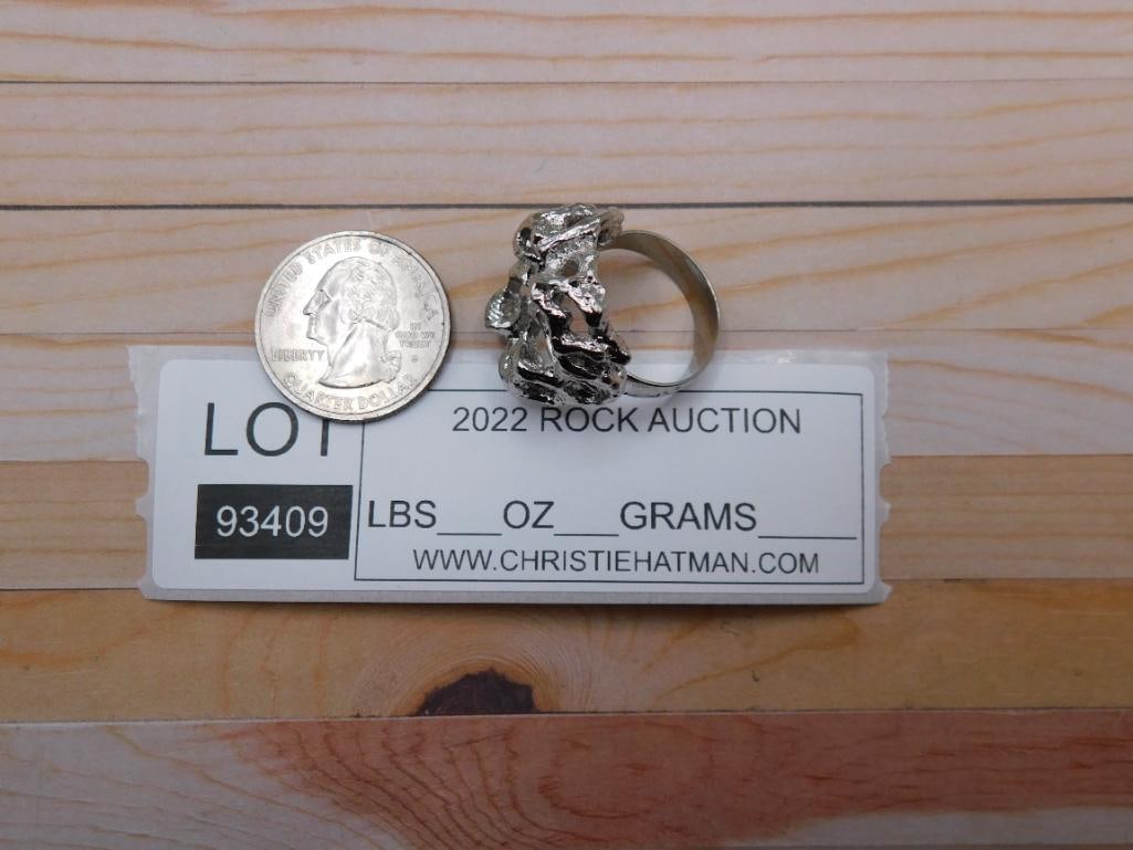 SILVER CLUSTER RING ROCK STONE LAPIDARY SPECIMEN - 4