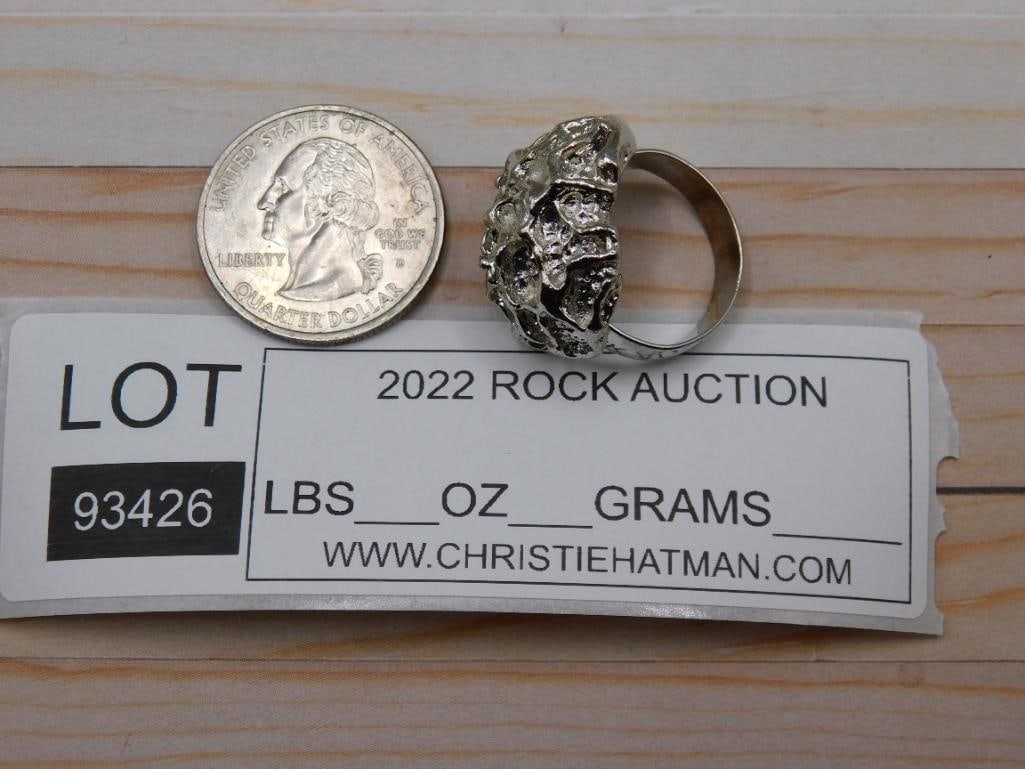 SILVER CLUSTER RING ROCK STONE LAPIDARY SPECIMEN - 4