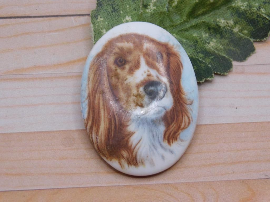 PAINTED DOG CABOCHON ROCK STONE LAPIDARY SPECIMEN: PAINTED DOG CABOCHON ROCK STONE LAPIDARY SPECIMEN
