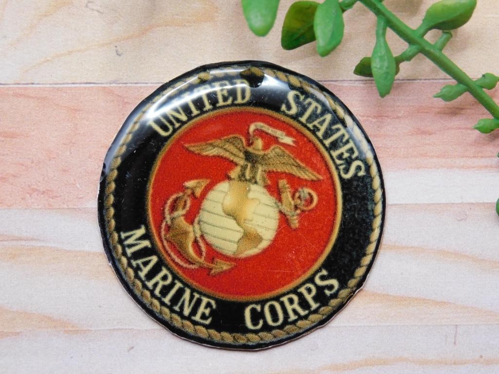 UNITED STATES MARINE CORPS CABOCHON ROCK STONE LAPIDARY SPECIMEN (1 of 2)