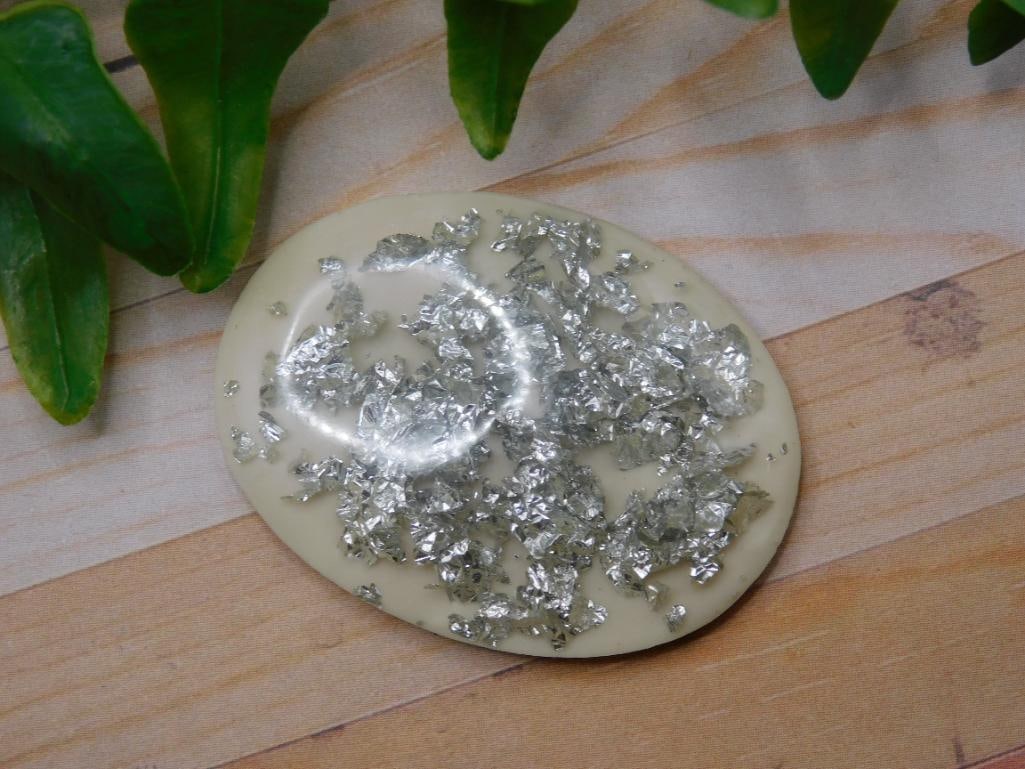 SILVER FLECKED CABOCHON ROCK STONE LAPIDARY SPECIMEN: SILVER FLECKED CABOCHON ROCK STONE LAPIDARY SPECIMEN