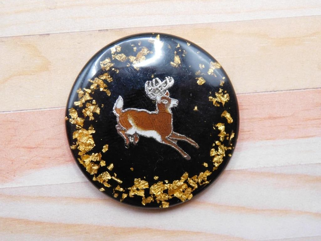 GOLD FLECKED BUCK CABOCHON ROCK STONE LAPIDARY SPECIMEN: GOLD FLECKED BUCK CABOCHON ROCK STONE LAPIDARY SPECIMEN