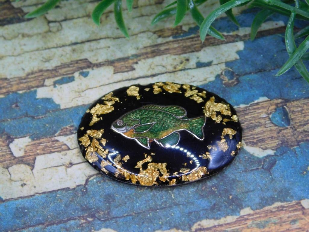 GOLD FLECKED BASS CABOCHON ROCK STONE LAPIDARY SPECIMEN: GOLD FLECKED BASS CABOCHON ROCK STONE LAPIDARY SPECIMEN