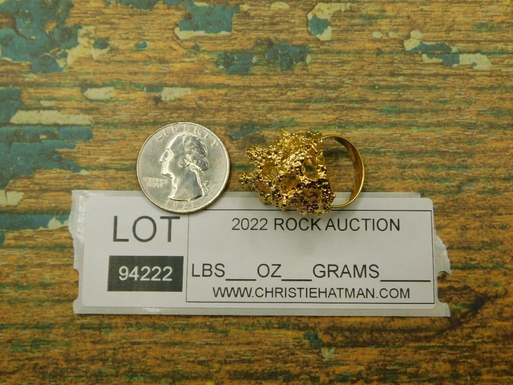 GOLD CLUSTER RING ROCK STONE LAPIDARY SPECIMEN - 4