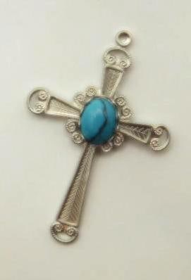 TURQUENITE CROSS PENDANT ROCK STONE LAPIDARY SPECIMEN: TURQUENITE CROSS PENDANT ROCK STONE LAPIDARY SPECIMEN