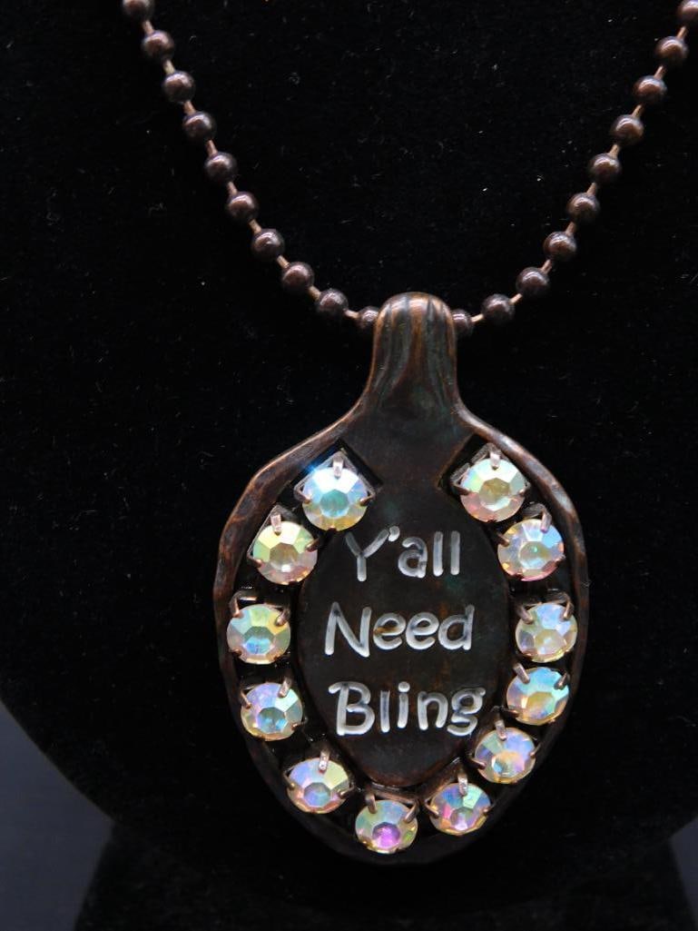 YALL NEED BLING SPOON NECKLACE: YALL NEED BLING SPOON NECKLACE
