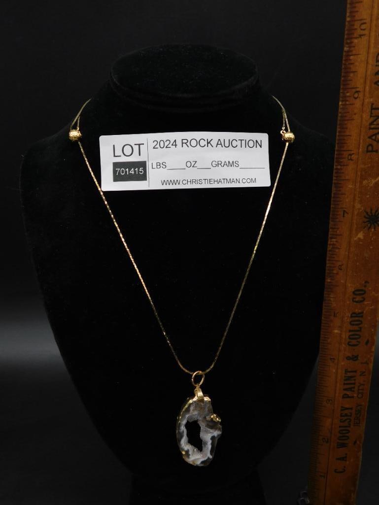 GEODE SLICE PENDANT ON CHAIN NECKLACE - 3