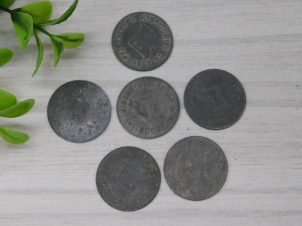 MISSOURI SALES TAX RECEIPT COIN VINTAGE ANTIQUE: MISSOURI SALES TAX RECEIPT COIN VINTAGE ANTIQUE