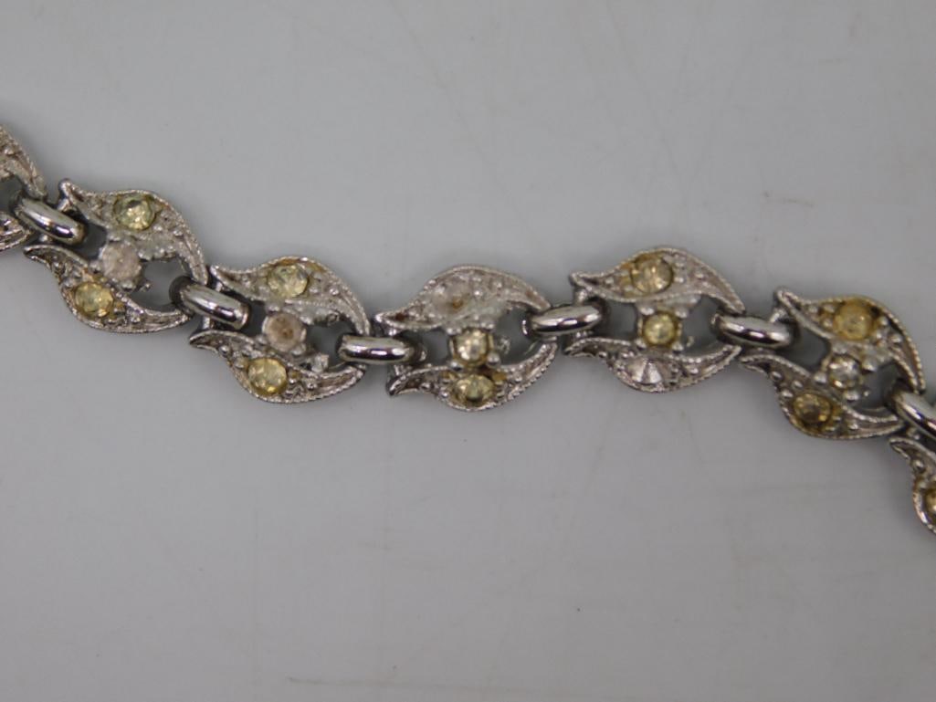 Silver and Yellow Stone Accent Link Bracelet - 2