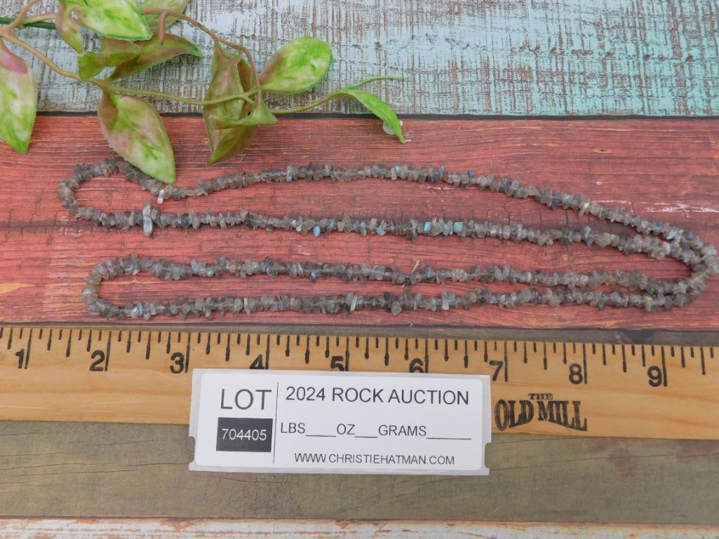 Long Necklace with Gray Stone Chips - 2