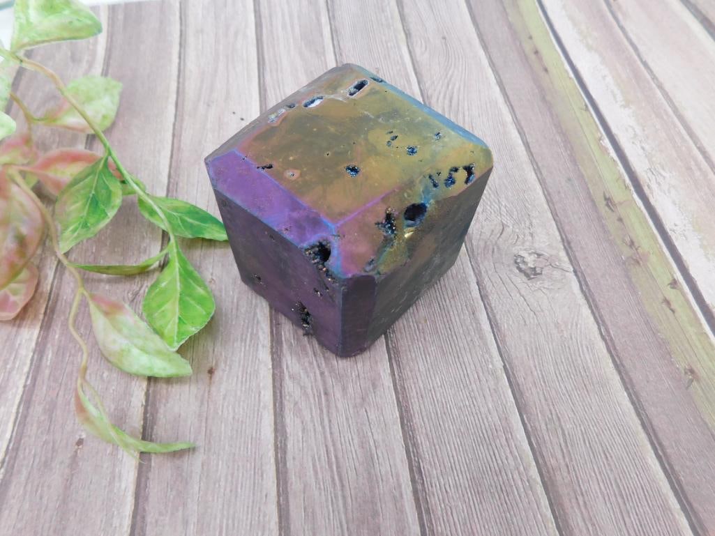DRUZY TITANIUM CUBE ROCK STONE LAPIDARY SPECIMEN: DRUZY TITANIUM CUBE ROCK STONE LAPIDARY SPECIMEN